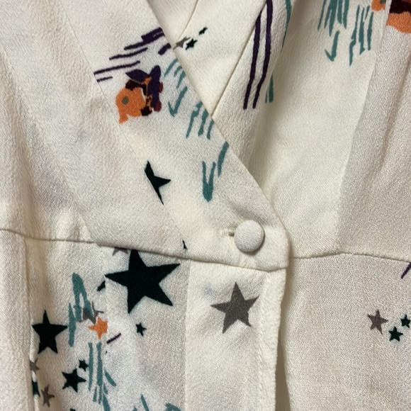 Free People Ivory Floral Print Wrap Blouse/Tunic XS - Picture 4 of 5